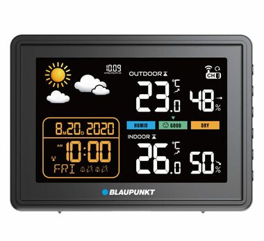 Blaupunkt WS30BK czarny / Stacja pogodowa / pomiar temperatury i wilgotności / wyświetlacz LCD / termometr zewnętrzny
