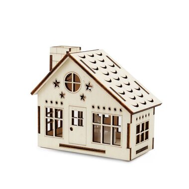 Magia drewna Duży domek Cottage / Świeca LED / Bateria 3V