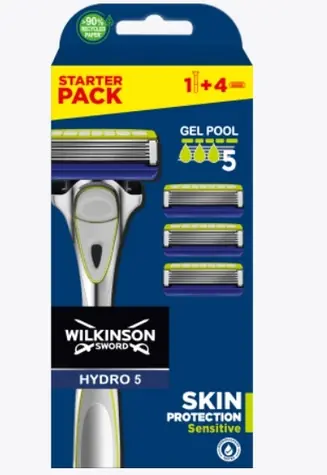 Wilkinson Hydro5 Skin Protection Sensitive maszynka do golenia Clampac + zapasowe głowice 4 szt.