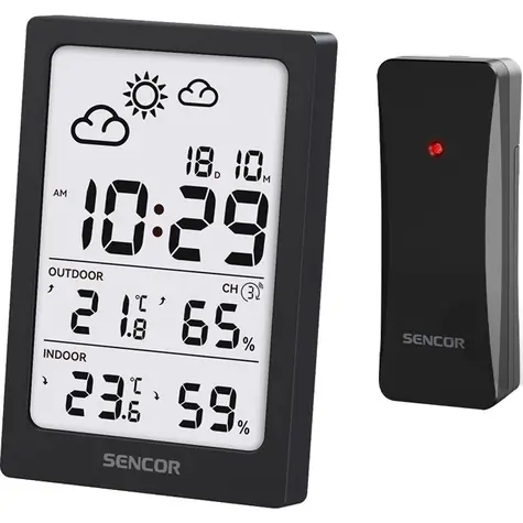 Stacja pogodowa Sencor SWS 2300 B czarna / LCD / czujnik bezprzewodowy