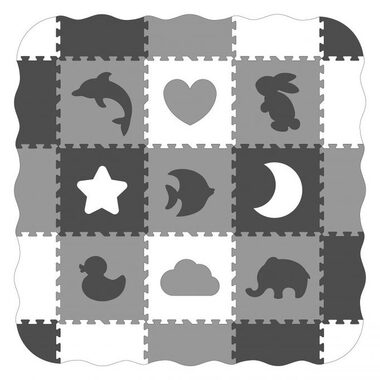 ECOTOYS Puzzle piankowe Zwierzęta i kształty czarno-białe SX z krawędziami / od 3 lat