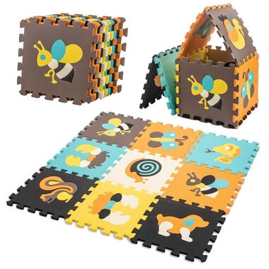 KIK Puzzle piankowe Kolorowe zwierzęta (28x28) / 9 elementów