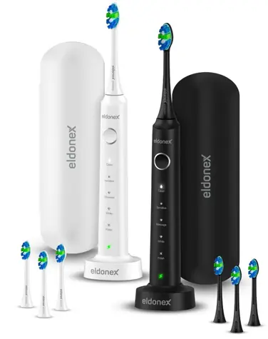 Eldonex SonicPro DuoPack czarno-biała / Elektryczna szczoteczka do zębów / 40 000 oscylacji / 5 trybów / 8 główek