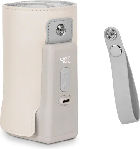 Lionelo Bezprzewodowy podgrzewacz do butelek Thermup Go PLUS Beige Sand / 3000 mAh / LCD / 5 temperatur