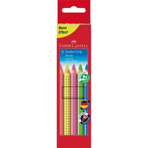 Kredki trójkątne Faber-Castell Jumbo Grip Neon - 5 szt.
