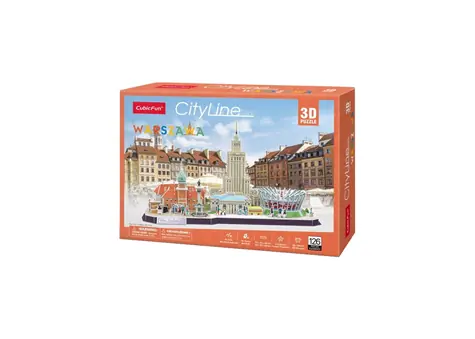 Puzzle 3D CubicFun CityLine - Warszawa / 126 elementów / 53 x 18,1 x 20,5 cm