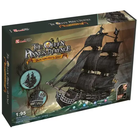 Puzzle 3D CubicFun Zemsta Królowej Anny / 308 elementów / 68 x 26 x 64 cm / od 10 lat