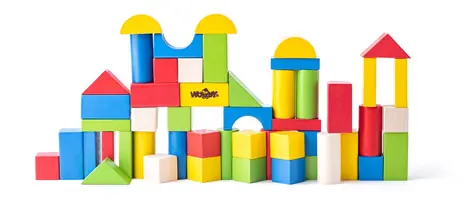 Kostki Woody Kolorowe 50 szt. - 2,5 cm / od 2 lat