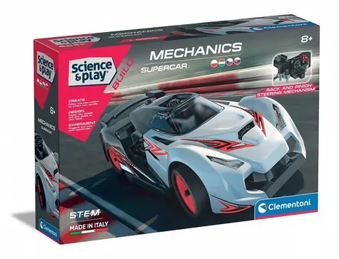 Clementoni Science&Play Mechanics: Samochód wyścigowy Supercar / 100 elementów / od 8 lat