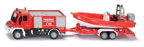 Siku Blister - Samochód strażacki Unimog z łódką / od 3 lat