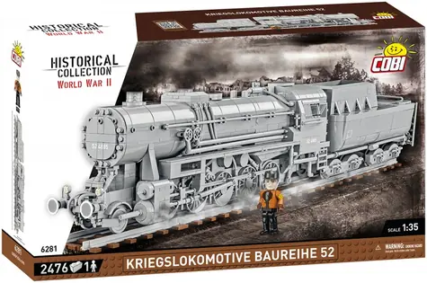 Cobi 6281 Lokomotywa parowa Kriegslokomotive Baureihe 52 z tendrem / 1:35 / 2476 kostek / 1 figurka / od 10 lat