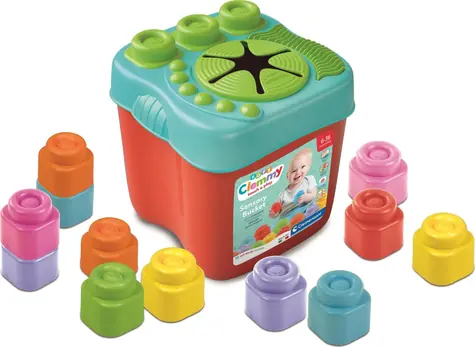 Clementoni Soft Clemmy Sensoryczne wiaderko z kostkami / od 6 miesięcy 