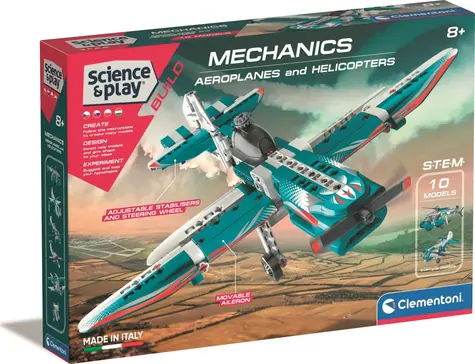 Clementoni Science&Play Mechanics: Nowe samoloty i helikoptery / Wersja językowa: PL+HU+ CZ+SK / od 8 lat 