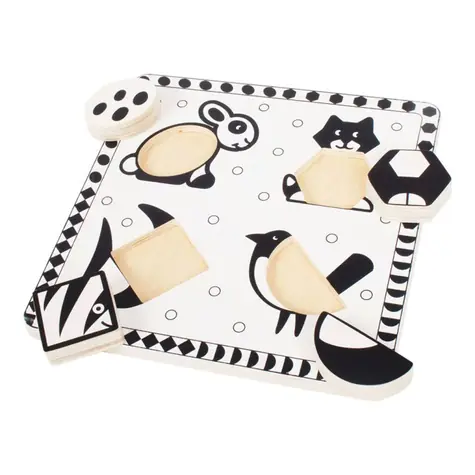 Bigjigs Toys Drewniane puzzle z wkładkami w czarno-białe kształty 2/od 10 miesiąca
