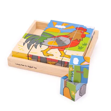 Bigjigs Toys Bloki obrazkowe farma / od 18 miesiąca