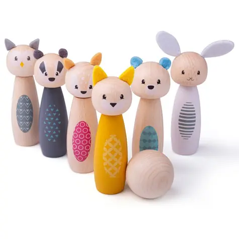 Bigjigs Toys Kręgle dla zwierząt leśnych / od 2 lat