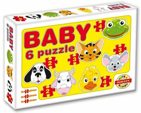 DOHÁNY Puzzle dla dzieci Głowy zwierząt 6 w 1 / 2-4 elementy / od 2 lat