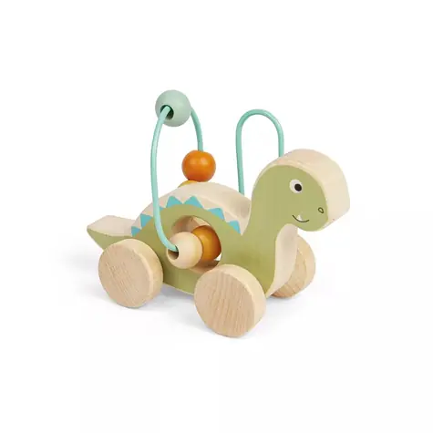 Bigjigs Toys Diplodocus na kółkach z labiryntem koralikowym / od 12 miesięcy