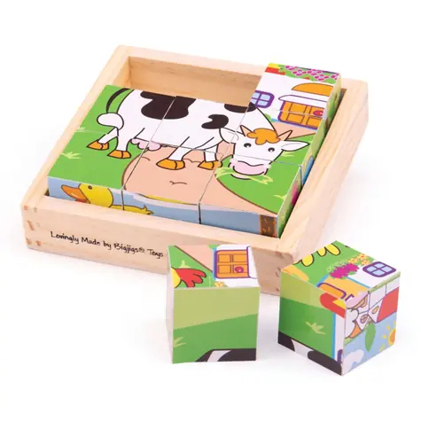 Bigjigs Toys Kostki obrazkowe Zwierzęta / 9 sztuk / od 3 lat