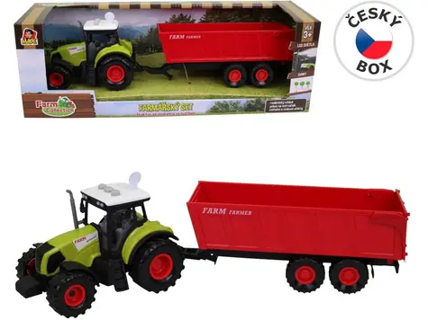 MaDe 07211 - Traktor z przyczepą, z dźwiękiem i światłem, 12,5 x 34,5 cm