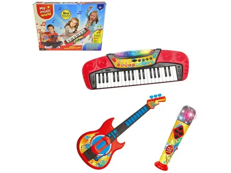 MaDe 07994 - zestaw 3 w 1 pianino elektroniczne, 37 klawiszy, gitara, mikrofon