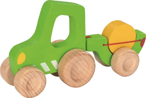 GOKI Drewniany traktor z przyczepą / od 2 lat