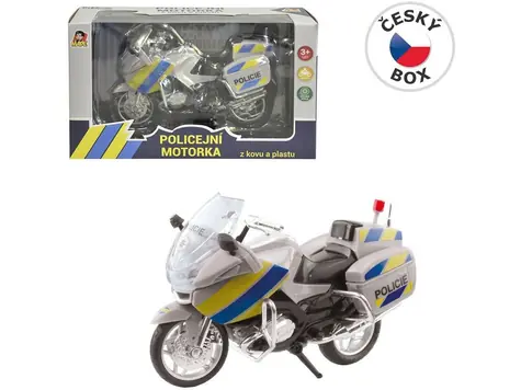 MaDe 95807 - Motocykl policyjny metalowy 18 cm srebrny