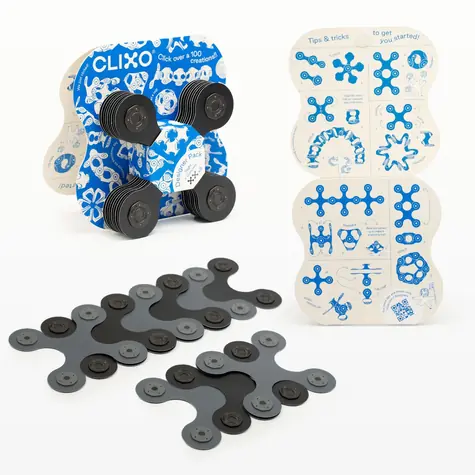 Zestaw magnetyczny Clixo Designer Black & Grey / 9 elementów / od 4 lat