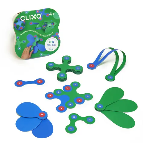 Zestaw magnetyczny Clixo Itsy Green & Blue / 18 elementów / od 4 lat
