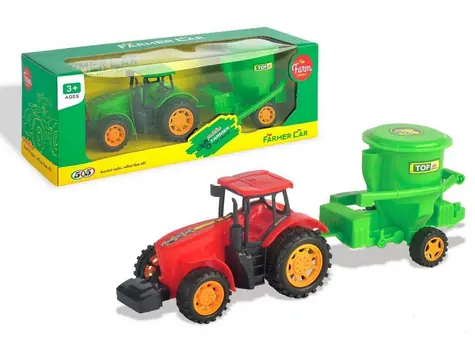 MaDe 07775 Traktor z przyczepą, koło zamachowe / 10 x 29 x 9 cm / od 3 lat