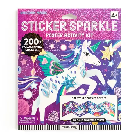 Zestaw naklejek brokatowych Mudpuppy z magicznymi jednorożcami