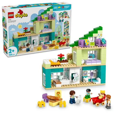 LEGO® DUPLO® 10470 Nowoczesny dom rodzinny 3 w 1 z figurkami / Liczba elementów: 166 / od 2 lat