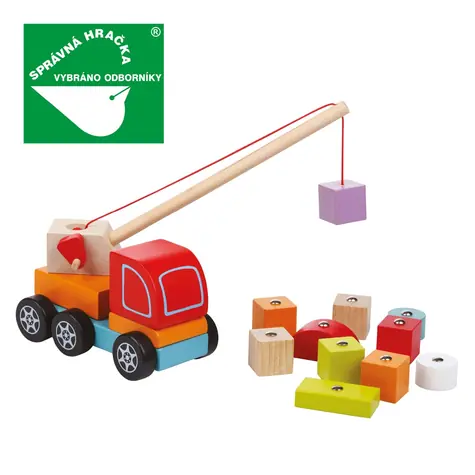 CUBIKA 13982 Dźwig samochodowy z magnesem - układanka drewniana / 14 elementów / od 3 lat