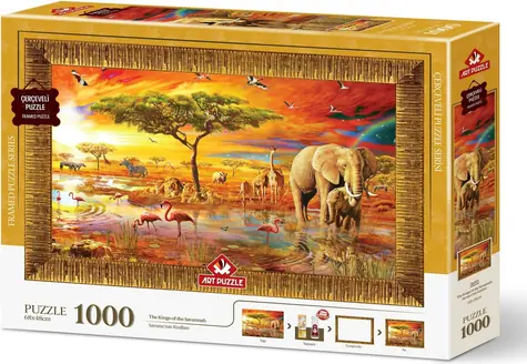 ART PUZZLE 5695 Puzzle z ramką i klejem 3w1 Królowie sawanny / 1000 elementów / od 15 lat