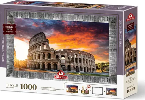 ART PUZZLE 5668 Puzzle z ramą i klejem 3w1 Zachód słońca NAD Koloseum / 1000 elementów / od 15 lat