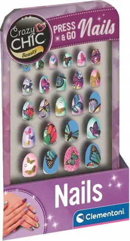 Clementoni Crazy CHIC Beauty: Paznokcie w stylu motylkowym Press & Go / od 6 lat