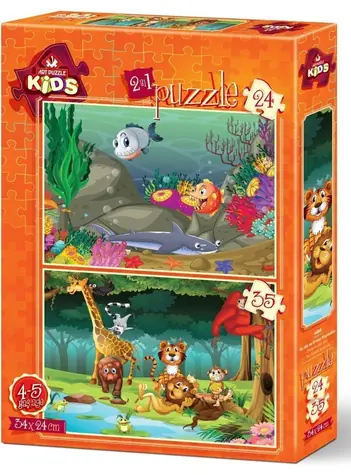 ART PUZZLE 4494 Puzzle Podwodne i Dzikie Zwierzęta / 24+35 elementów / od 4 lat