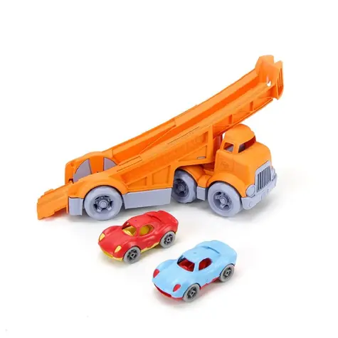 Green Toys ciężarówka z 2 samochodami wyścigowymi / od 6 miesięcy