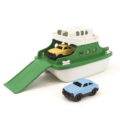 Prom Green Toys zielono-biały z samochodzikami / od 3 lat