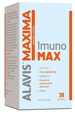 ALAVIS MAXIMA ImunoMAX 30 kapsułek / Suplement diety / Zawiera minimum 30% immunoglobulin w jednej kapsułce