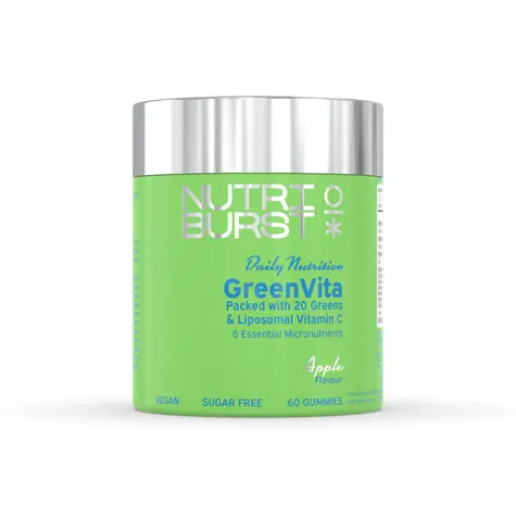 Nutriburst GreenVita - żelki z witaminami C, D3, cynkiem i superfoods, jabłko 60 szt. 
