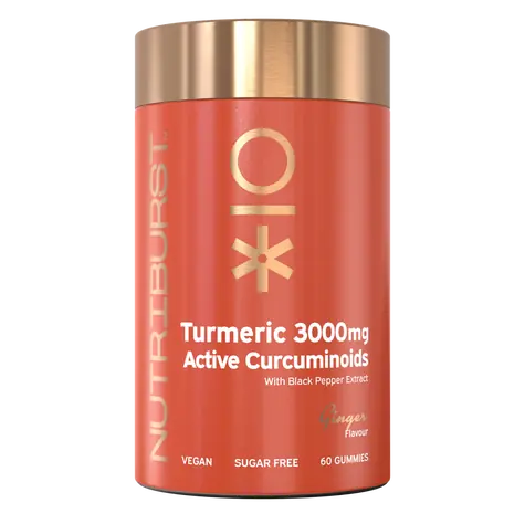 Nutriburst Premium Turmeric 3000 mg - żelki z kurkuminą i przeciwutleniaczami, imbir 60 szt. 