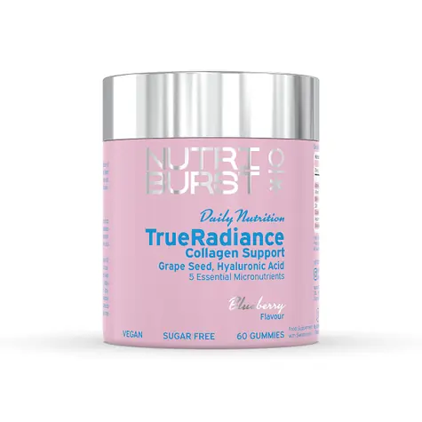 Nutriburst TrueRadiance - żelki z liposomalną witaminą C/hialuronianem/ekstraktem z winogron/biotyną, jagoda 60 szt. 