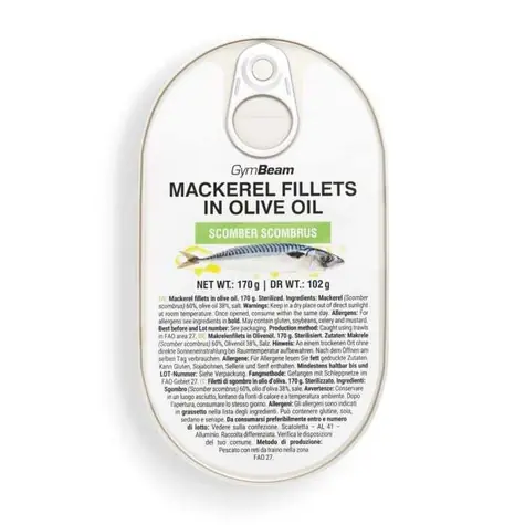 Filety z makreli w oliwie z oliwek - GymBeam (170 g)