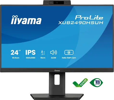 24" IIYAMA ProLite XUB2490HSUH-B2 czarny / IPS / 1920x1080 / 16:9 / 4 ms / 1300:1 / 250 cd / HDMI / DP