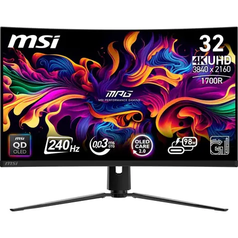 31,5" MSI MPG 321CURXDE QD-OLED czarny / 3840 x 2160 / QD-OLED / 16:9 / 0,03 ms / 1500000:1 / 250 cd-m2 / HDMI + DP + USB-C