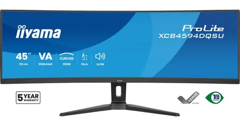 44,5" IIYAMA ProLite XCB4594DQSU-B1 czarny / LED / VA / zakrzywiony 1500R / 5120 x 1440 / 32:9 / 2 ms / 3000:1 / 450 cd-m2