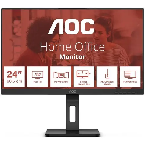 23,8" AOC 24E3QAF czarny / IPS / 1920x1080 / 16:9 / 4 ms / 1000:1 / 300 cd-m2 / HDMI + DP + VGA / VESA