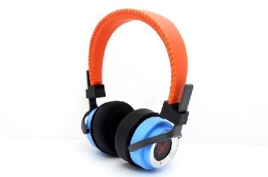 Słuchawki PerfectSound m100 pomarańczowo-niebieskie / z wymiennym przetwornikiem / mikrofonem / 40mm / 16 omów / jack 3,5 + 6,3
