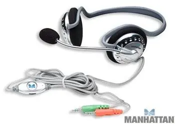 Słuchawki stereofoniczne Manhattan z mikrofonem / Kształtne / Czarne